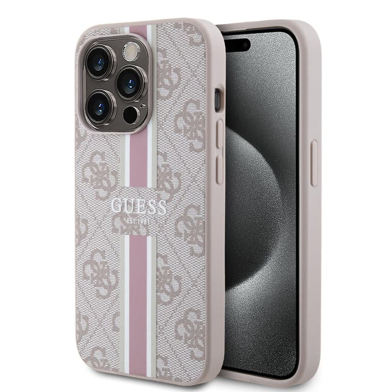Guess iPhone 15 Pro Back Cover Case 4G Gestreept Ontwerp | Stijlvolle Bescherming
