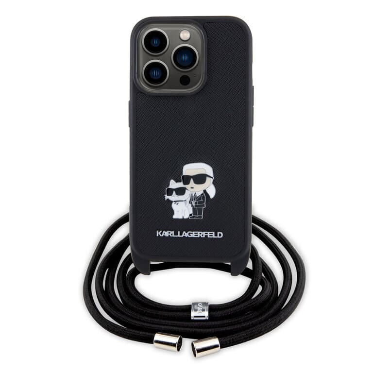 Karl Lagerfeld iPhone 15 Pro Case | Saffiano + Crossbody Strap