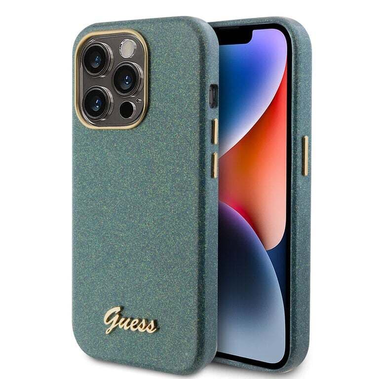 Guess iPhone 15 Pro TPU Back Cover - Glitter Glossy Script