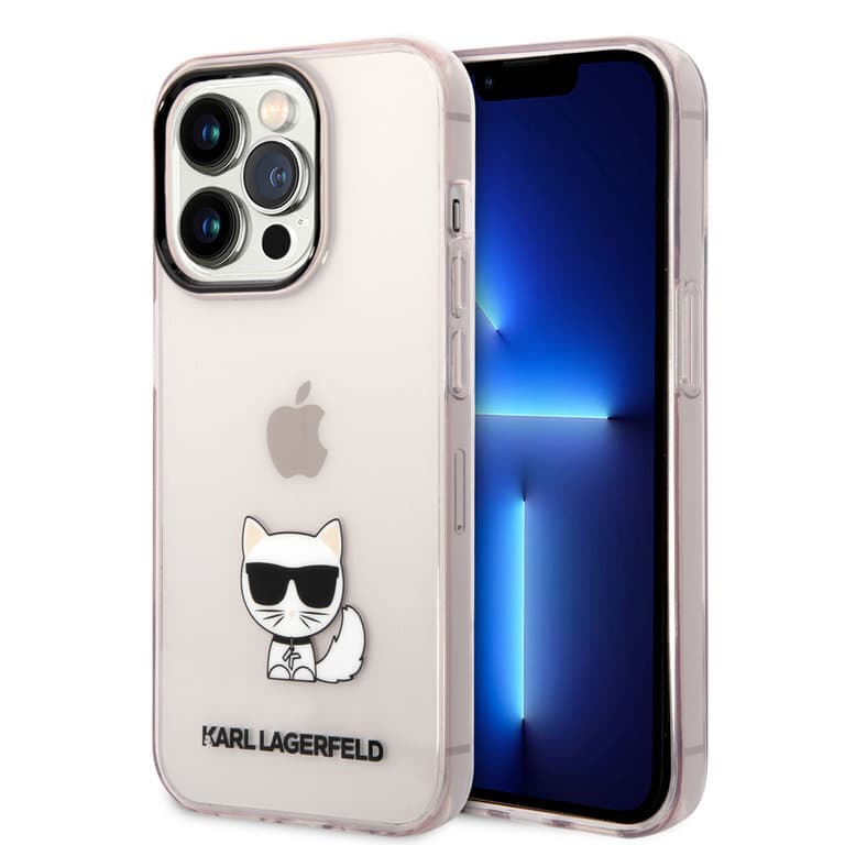 Karl Lagerfeld iPhone 14 Pro Max TPU Backcover Choupette Transparent Pink | Stylish Protection