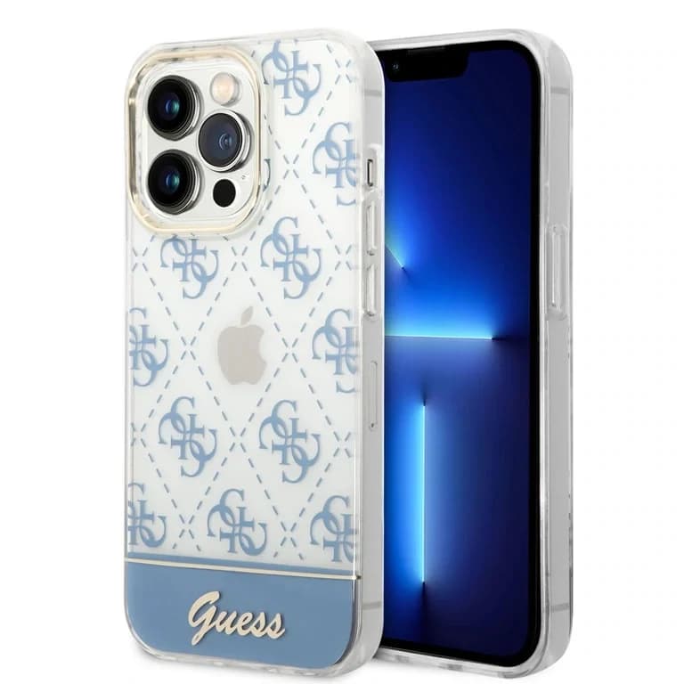 Guess iPhone 14 Pro Hardcase Achtercover - 4G Patroonscript