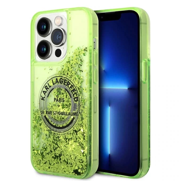 Karl Lagerfeld iPhone 14 Pro Achtercover Vloeibaar Glitter