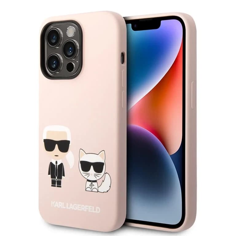 Karl Lagerfeld iPhone 14 Pro Achtercover Case - Roze