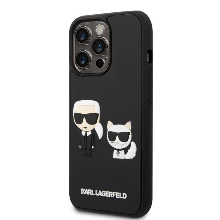 Karl Lagerfeld iPhone 14 Pro Hardcase Achtercover - 3D Rubber K&C - Zwart