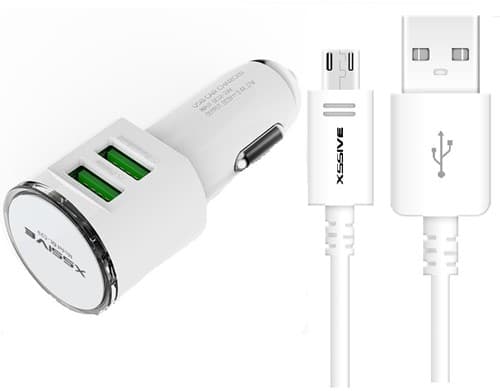 Xssive Duo Autolader met Micro USB Kabel - Wit