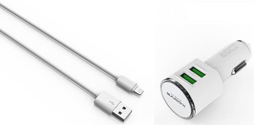 Xssive Duo Autolader+Kabel voor iPhone DL-C29 - Wit