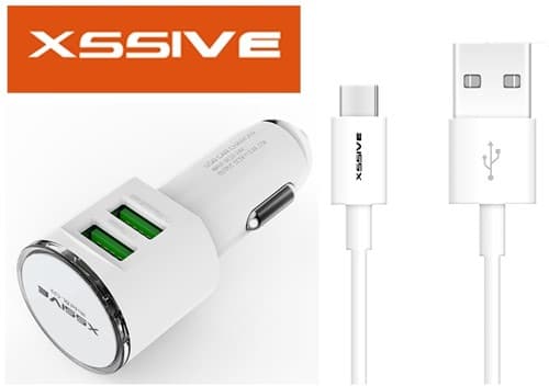 Xssive Duo Autolader+Kabel voor Type-C DL-C29 - Wit