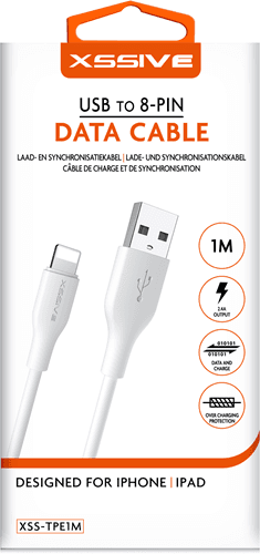 Xssive TPE Serie USB naar 8 Pin Kabel 1m XSS-TPE1M voor iPhone - Wit